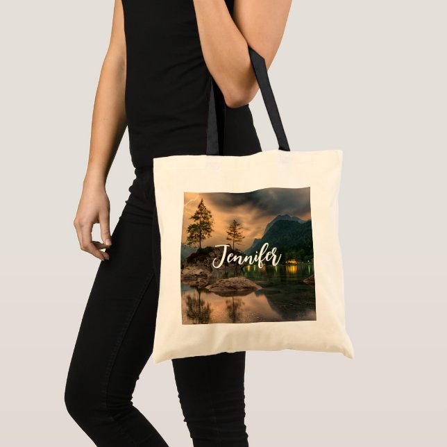 Beautiful Mountain Lake in the Evening Photo Tote Bag (Front (Product))