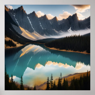 Beautiful Mountain Lake Nature Landscape Poster