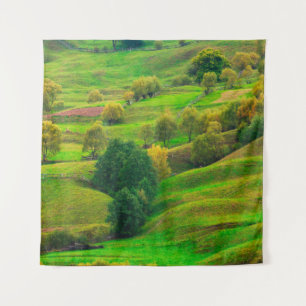 Beautiful mountain landscape in evening sunlight.  tapestry