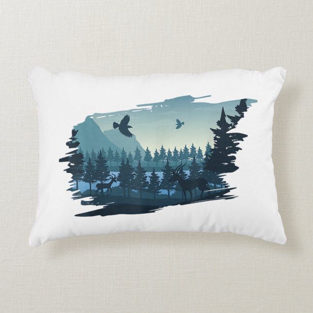 Beautiful Mountain, Nature Trees and Forest Accent Pillow (Front)