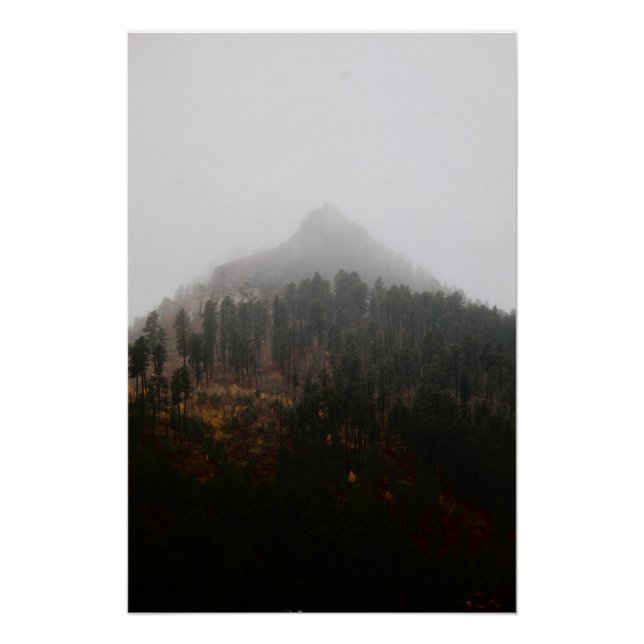 Beautiful Mountain Peak Poking Out Through The Fog Poster (Front)