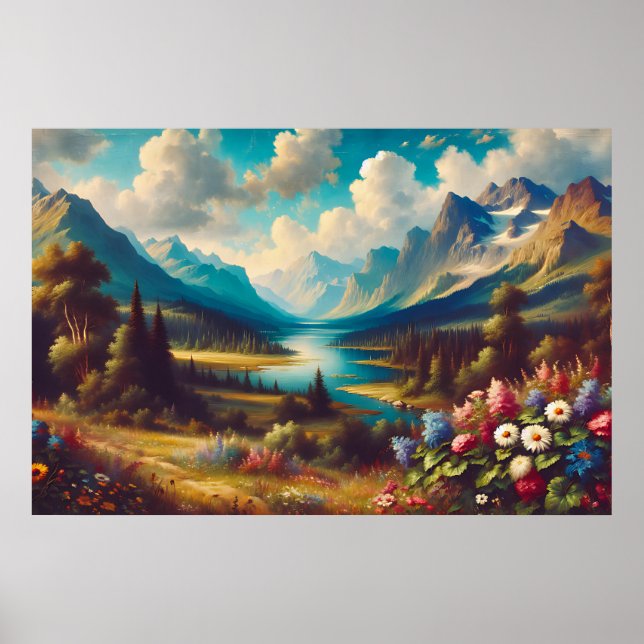 Beautiful mountains and a Magical River Poster (Front)