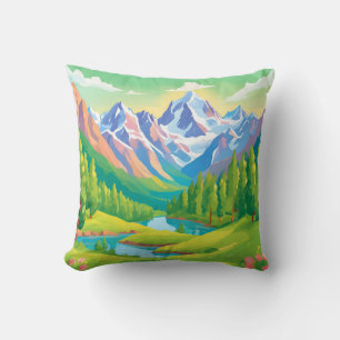 Beautiful Mountains Throw Pillow