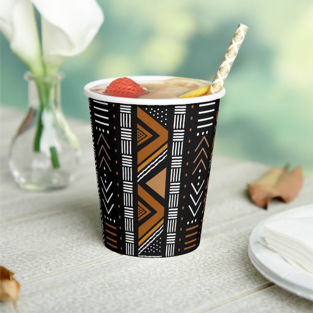Beautiful Mud Cloth Design Party Supply Paper Cups (Insitu)