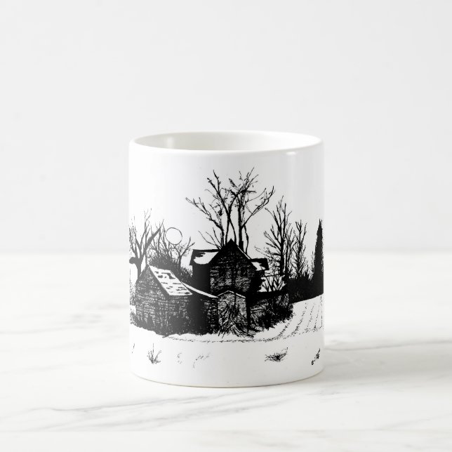 Beautiful Mug with Winter Farm Scene (Center)
