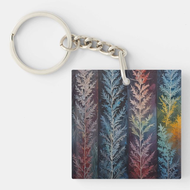 Beautiful multi colored ice crystal feathered  keychain (Front)