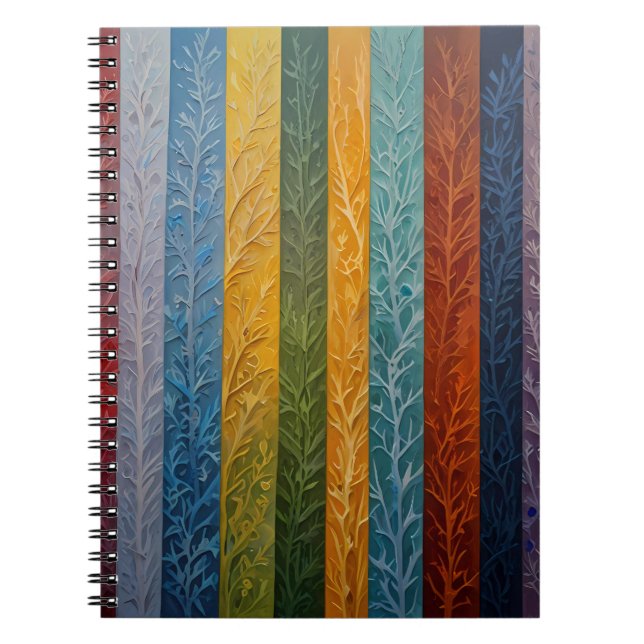 Beautiful multi colored ice crystal feathered  notebook (Front)