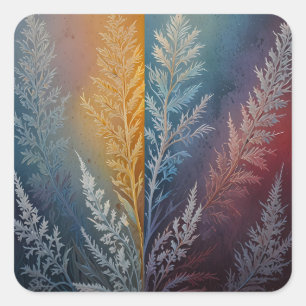 Beautiful multi colored ice crystal feathered  square sticker