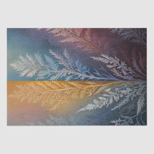 Beautiful multi colored ice crystal feathered  tissue paper (Front)