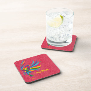 Beautiful Multi Colour Bird Hard plastic coaster