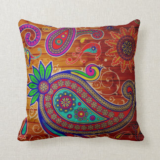 Beautiful multi colour paisley design throw pillow