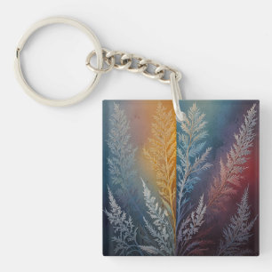 Beautiful multi coloured ice crystal feathered  keychain
