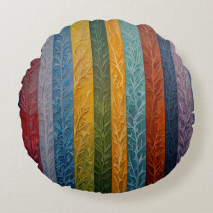 Beautiful multi coloured ice crystal feathered  round pillow
