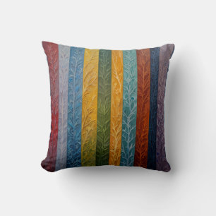 Beautiful multi coloured ice crystal feathered throw pillow