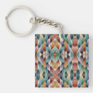 Beautiful multi coloured ice crystal feathers  keychain