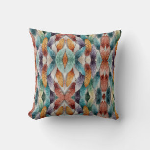 Beautiful multi coloured ice crystal feathers throw pillow