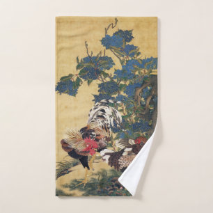 Beautiful Multi-coloured Rooster and Hen Bath Towel Set