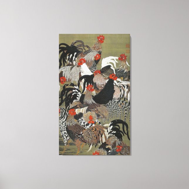 Beautiful Multi-coloured Roosters Canvas Print (Front)