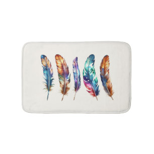 Beautiful Multicolor Boho Feathers - Graphic Art Bath Mat