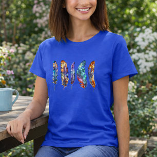 Beautiful Multicolor Boho Feathers - Graphic Art T-Shirt