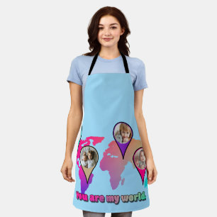 Beautiful Multicolor World Map Photo Collage Apron