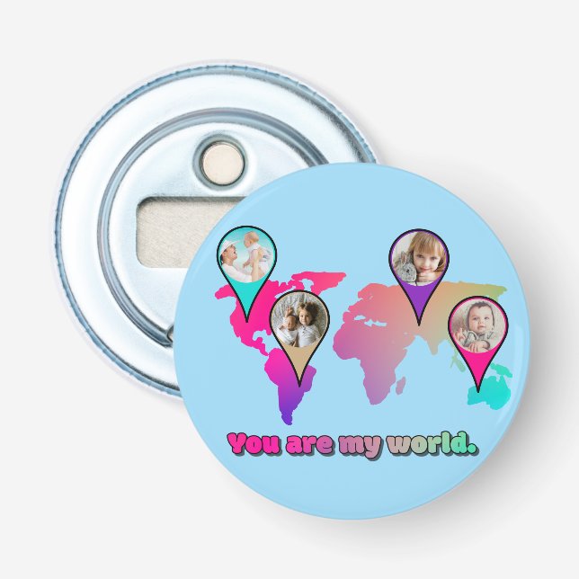 Beautiful Multicolor World Map Photo Collage Bottle Opener (Front)
