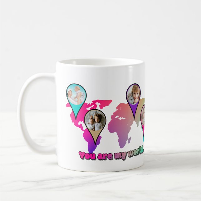 Beautiful Multicolor World Map Photo Collage Coffee Mug (Left)