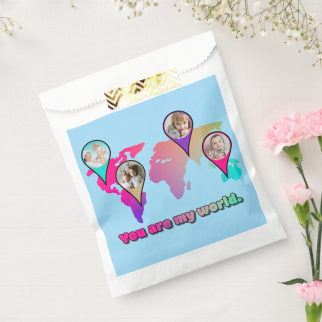 Beautiful Multicolor World Map Photo Collage Favour Bag (Sealed)