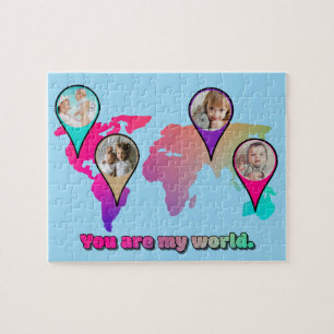 Beautiful Multicolor World Map Photo Collage Jigsaw Puzzle