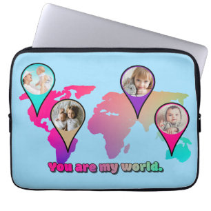 Beautiful Multicolor World Map Photo Collage Laptop Sleeve