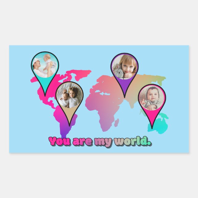 Beautiful Multicolor World Map Photo Collage Sticker (Front)