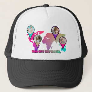 Beautiful Multicolor World Map Photo Collage Trucker Hat