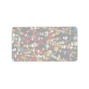 Beautiful Multicolored beads on strings Label