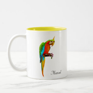 Beautiful Multicolored Macaw Bird Two-Tone Coffee Mug