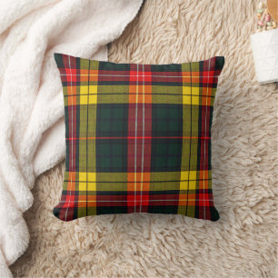 Beautiful multicolored tartan pattern throw pillow