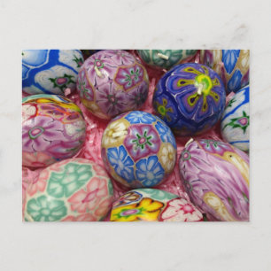 Beautiful multicolored wax Ukranian Eggs Postcard