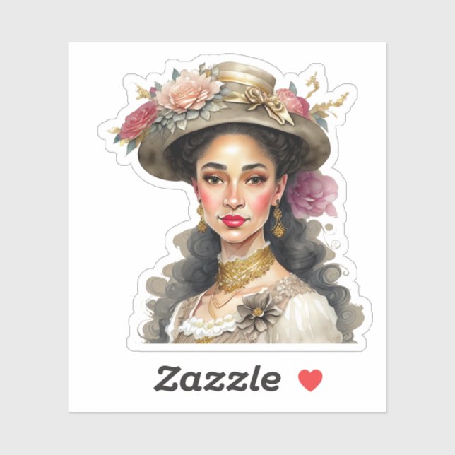 Beautiful Multicultural Woman Vintage Flowered Hat (Sheet)