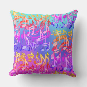 Beautiful Music Bright Happy Colourful Artsy Throw Pillow