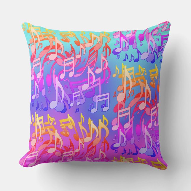 Beautiful Music Bright Happy Colourful Artsy Throw Pillow (Front)