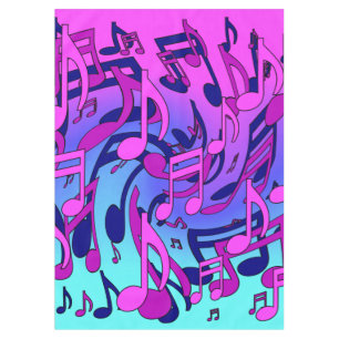 Beautiful Music Colourful Swirling Notes Pink Aqua Tablecloth