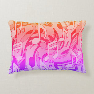 Beautiful Music Happy Colours Lively Musical Notes Accent Pillow