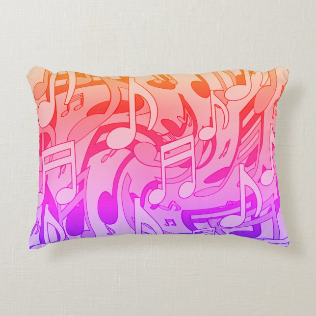 Beautiful Music Happy Colours Lively Musical Notes Accent Pillow (Front)