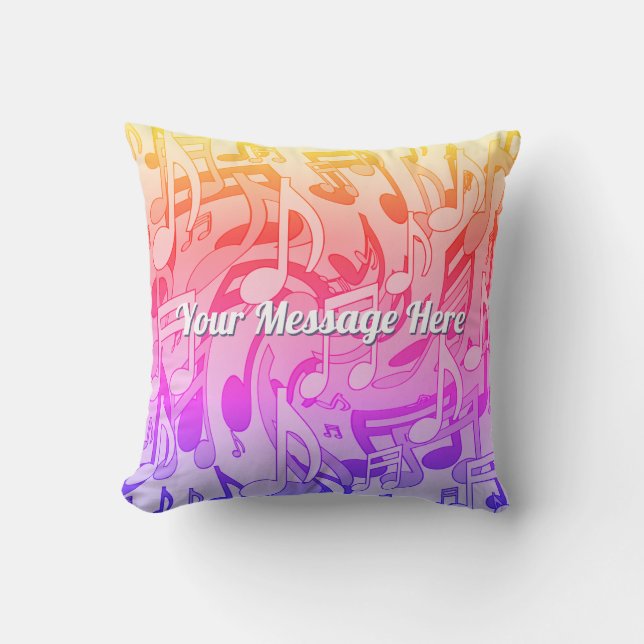Beautiful Music Happy Colours Lively Musical Notes Outdoor Pillow (Front)