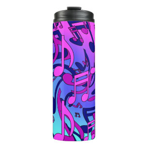 Beautiful Music Lively Notes Pink Purple Blue Aqua Thermal Tumbler