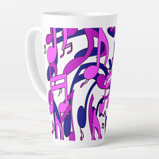Beautiful Music Musical Notes Lively Upbeat Artsy Latte Mug (Left Angle)
