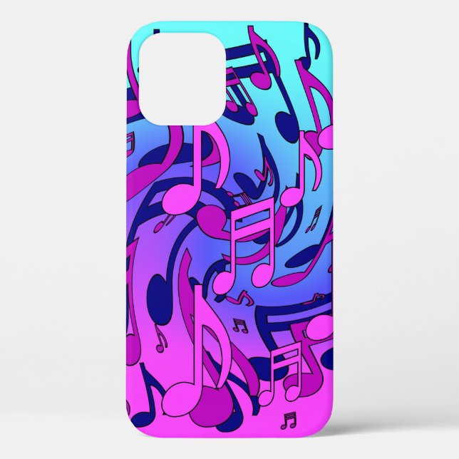 Beautiful Music Musical Pattern Pink Purple Aqua Case-Mate iPhone Case (Back)