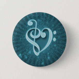 Beautiful music notes put together as a heart 2 inch round button
