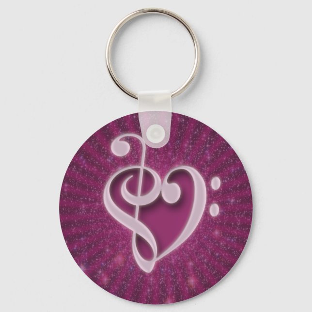 Beautiful music notes put together as a heart keychain (Front)
