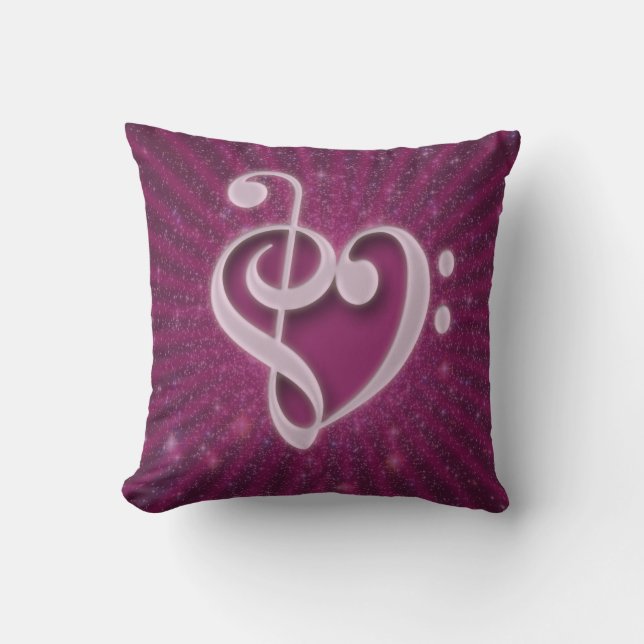 Beautiful music notes put together as a heart throw pillow (Front)