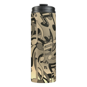 Beautiful Music Sepia Lively Musical Notes Thermal Tumbler